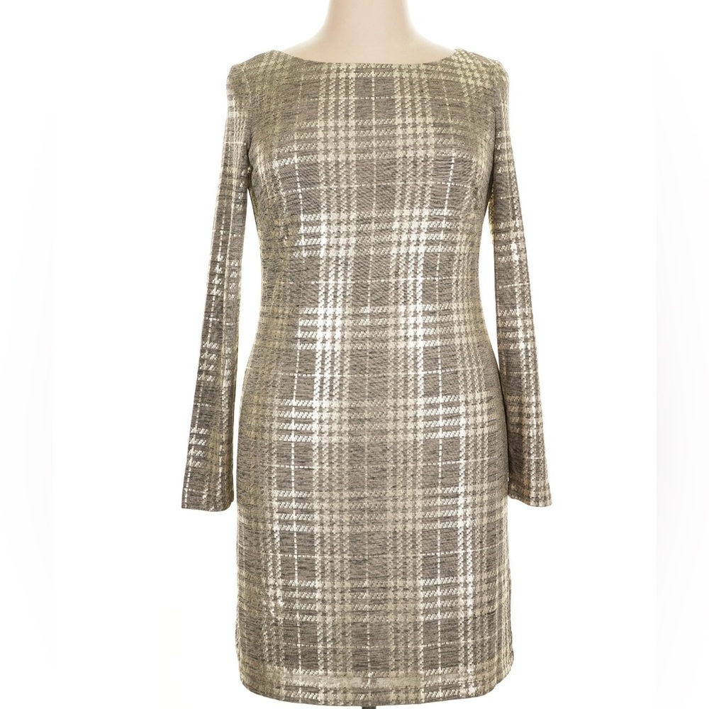 Eliza J Metallic Long Sleeve Dress